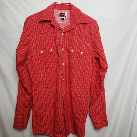 Panhandle Slim B & D Brooks and Dunn Western Shirt Red With White Pearl Snaps - Picture 1 of 6